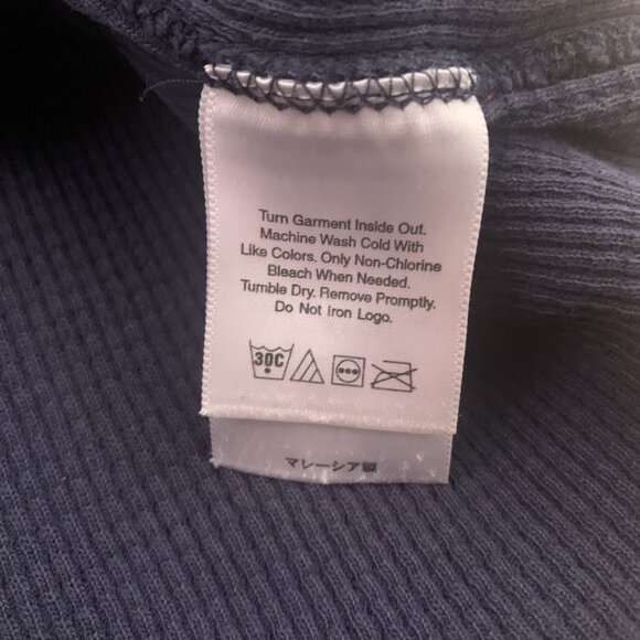 Eddie Bauer Thermal Henley Mens XL Blue Waffle Knit Three Button Placket Cotton - Picture 7 of 9